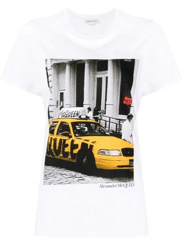 Taxi print white T-shirt