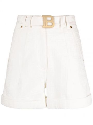 Shorts bianchi con effetto jacquard