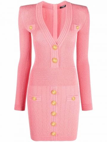 V-neck pink mini Dress