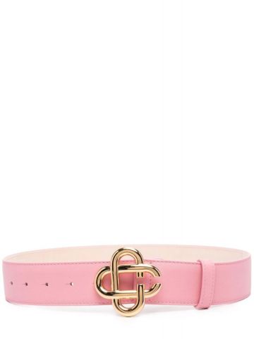 Cintura in pelle rosa con fibbia logo