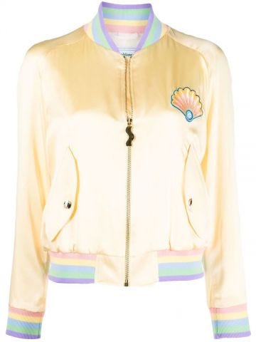 Shell embroidered yellow Bomber Jacket
