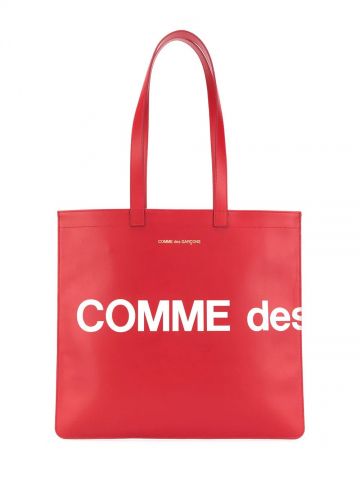 Logo print red tote Bag