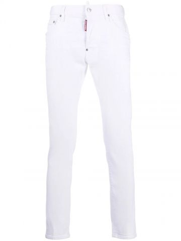 Mid-rise straight white Jeans