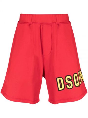 Shorts sportivi rossi con stampa logo