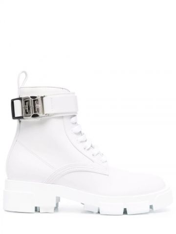 White lace-up ankle Boots