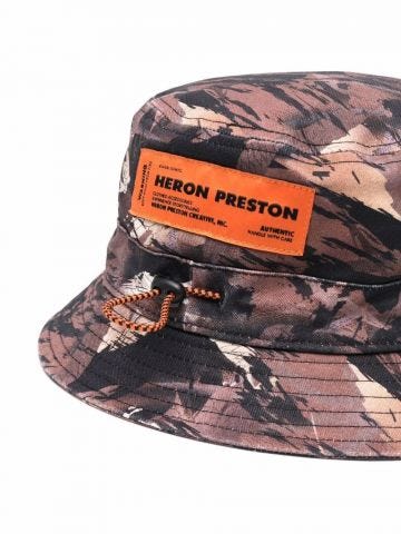 Embroidered logo brown camouflage bucket Hat