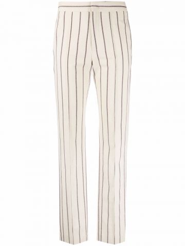 Stripe print white slim fit Pants