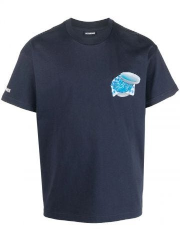 Logo print blue T-shirt