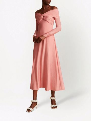 Pink Cerna off-shoulder midi Dress