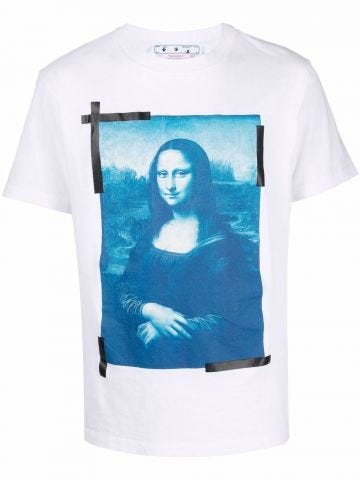 T-shirt bianca stampa Monalisa