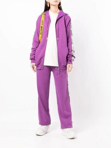 Purple logo-tape detail hoodie