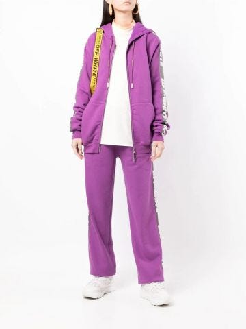 Purple logo-tape cotton track pants