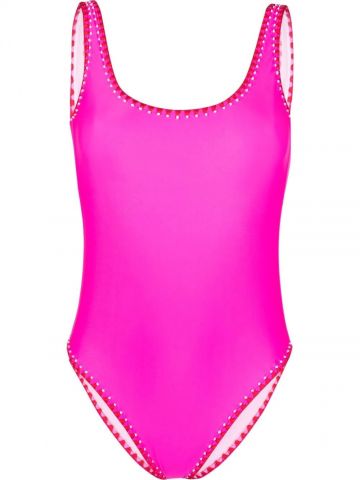 Embroidered edge pink Swimsuit