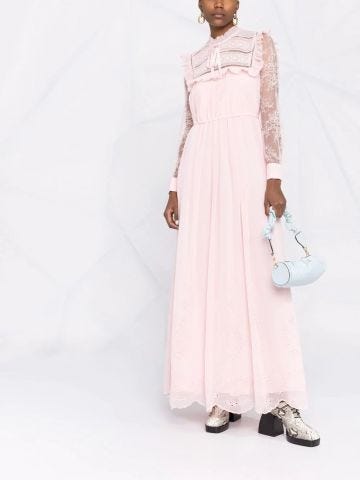 Ruffle detail pink maxi Dress