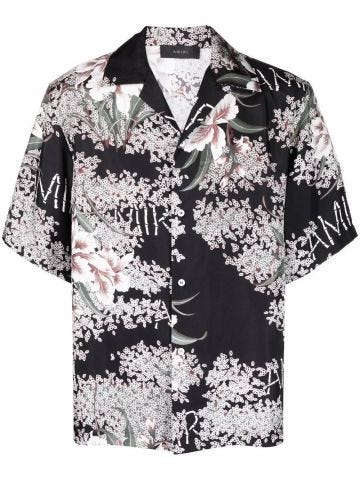 Floral print black short sleeved Shirt