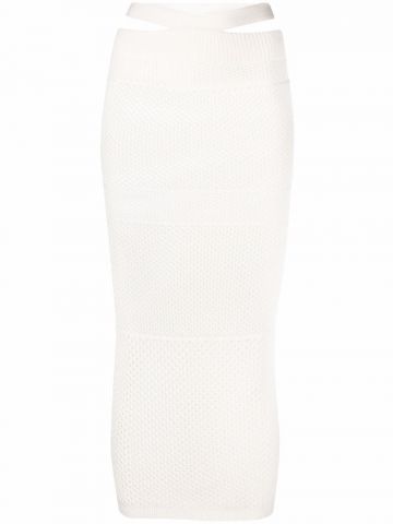 Cut-out detail white crochet midi Skirt