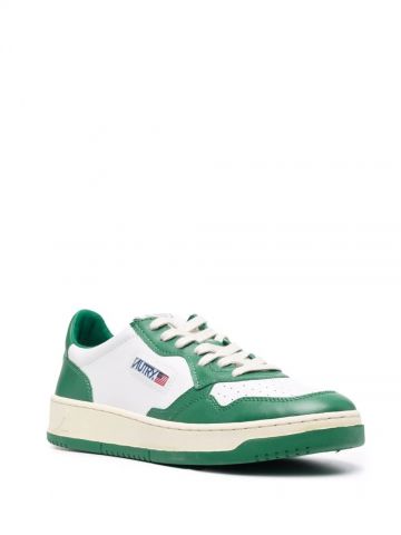 White and green Medalist low-top sneakers