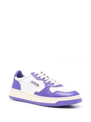 White and purple Medalist low-top sneakers