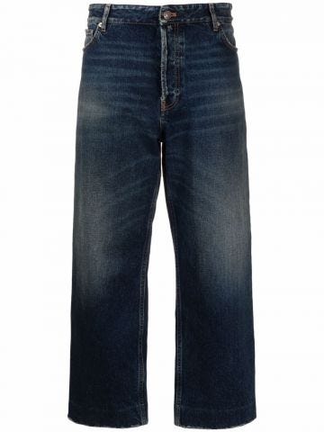 Cropped wide leg blue Jeans