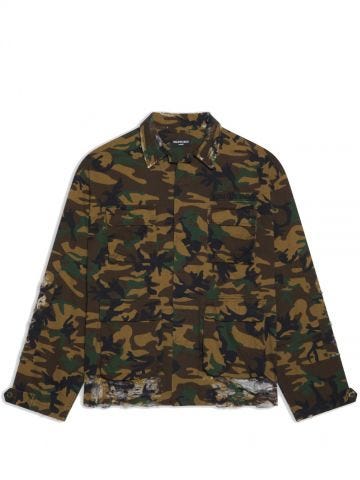 Giacca army con stampa camouflage verde