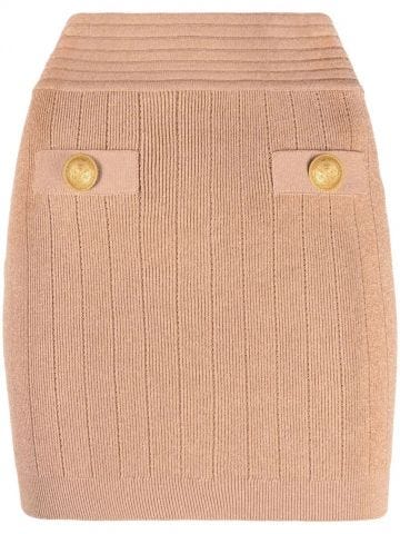 Decorative buttons beige mini Skirt