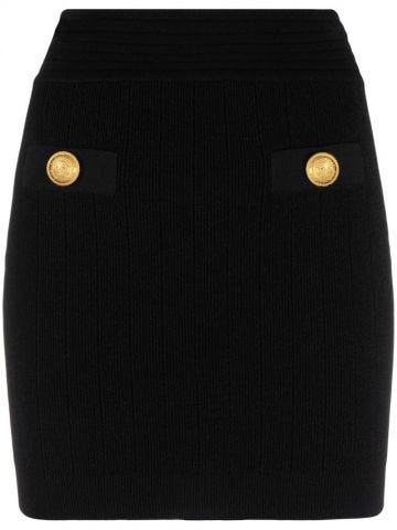 Black mini skirt with buttons