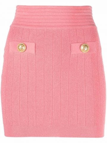 Decorative buttons pink mini Skirt
