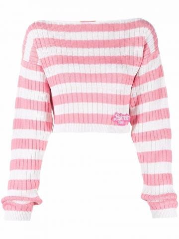 Balmain x Barbie striped off shoulder Sweater