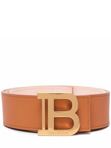 Logo plaque brown leather Belt