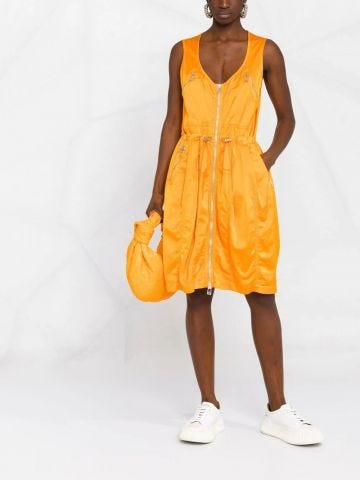 Orange zipped puffball Dress
