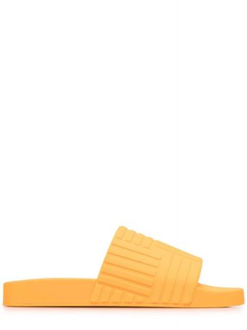 Sandali slides arancioni a righe