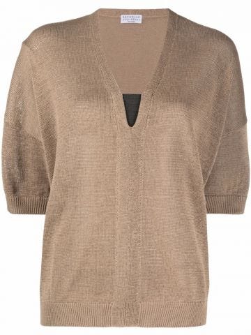 Beige short sleeved Sweater