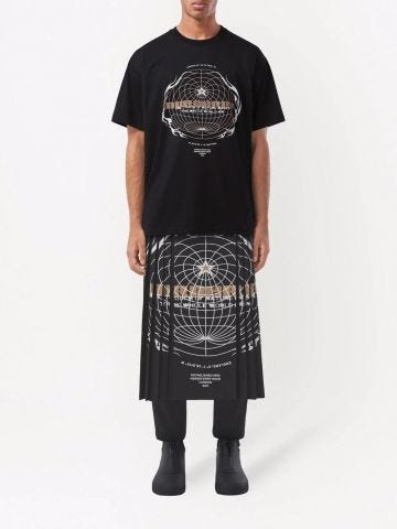 T-shirt oversize in cotone nero con grafica globo