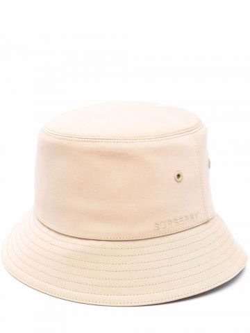 Logo embroidered beige bucket Hat