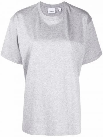 Grey Check Panel Cotton Oversized T-shirt
