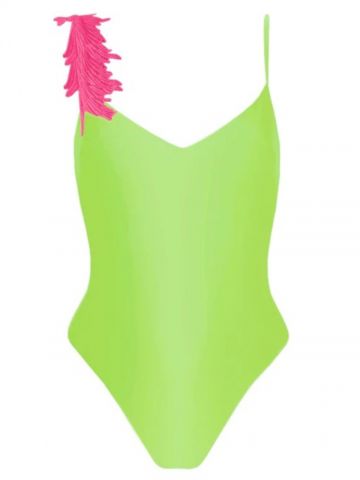 Green Swimsuit with feathers