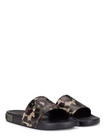 Camouflage print slides Sandals