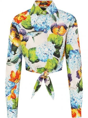 Multicolored crop floral shirt