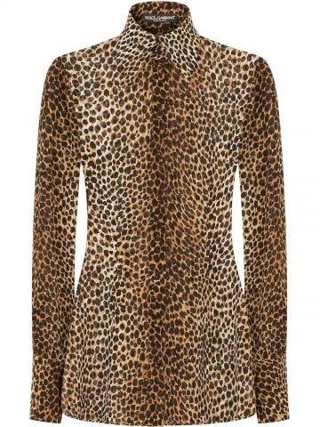Camicia marrone con stampa leopardata