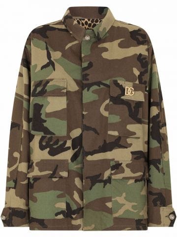 Camouflage print Jacket with logo plaque