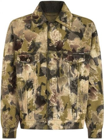 Camouflage print Denim Jacket