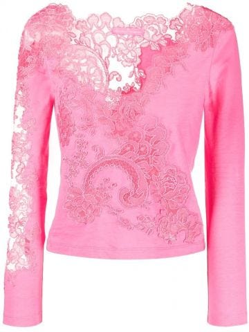 Pink lace long sleeved Top