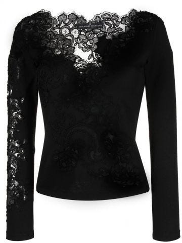 Black lace long sleeved Top