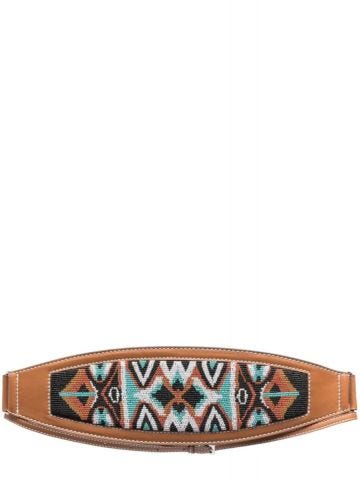 Beaded brown leather Belt