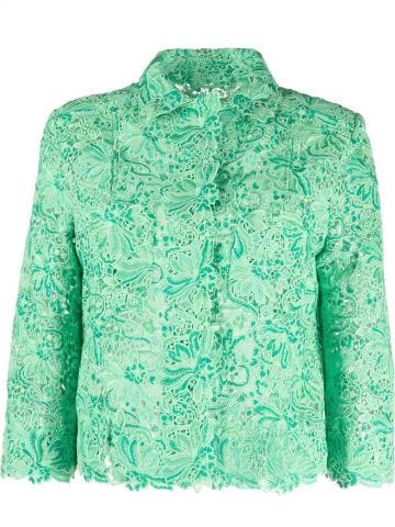 Floral lace green single breasted Jacket