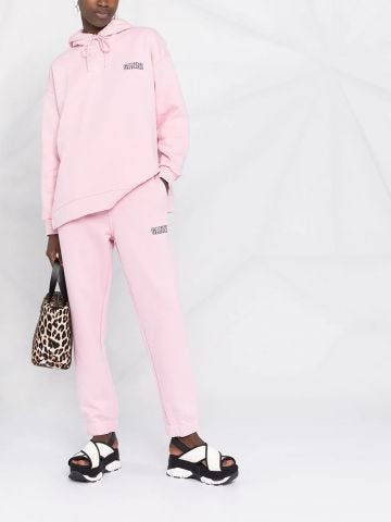 Pink sporty Trousers with embroidery