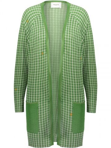 Green Cardigan with jacquard planes pattern