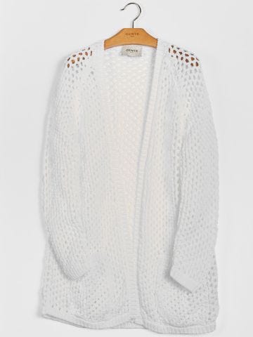 White mesh effect knit over Cardigan