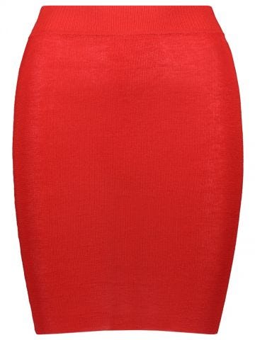 Minigonna aderente rossa in maglia sottile