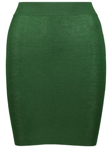 Minigonna aderente verde in maglia sottile
